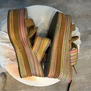 Shultz Rainbow Braided Platform Wedge Sandals | Size 10